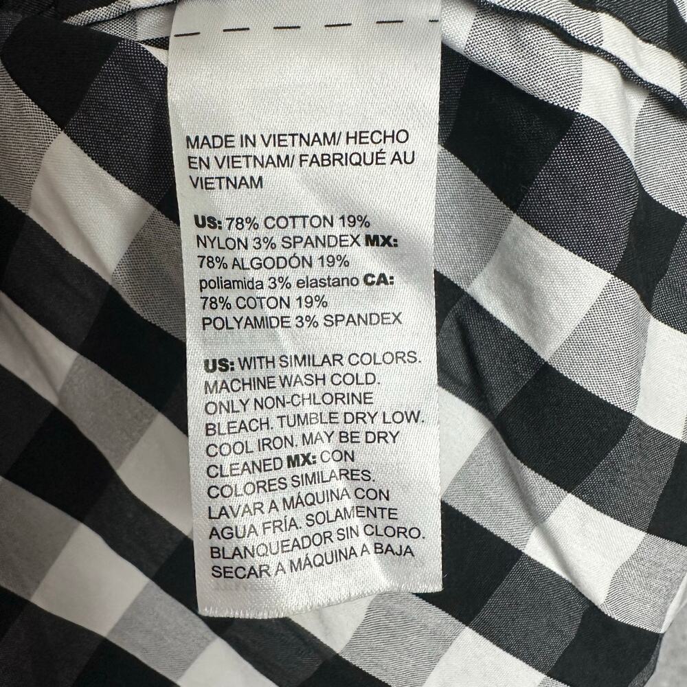Chico's Poplin Blouse Size 4 (20/22) Black White Gingham Puff Sleeve Workwear - Picture 8 of 11